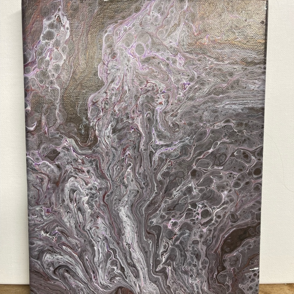 Abstract Swirl Canvas Art in Gray and Pink
